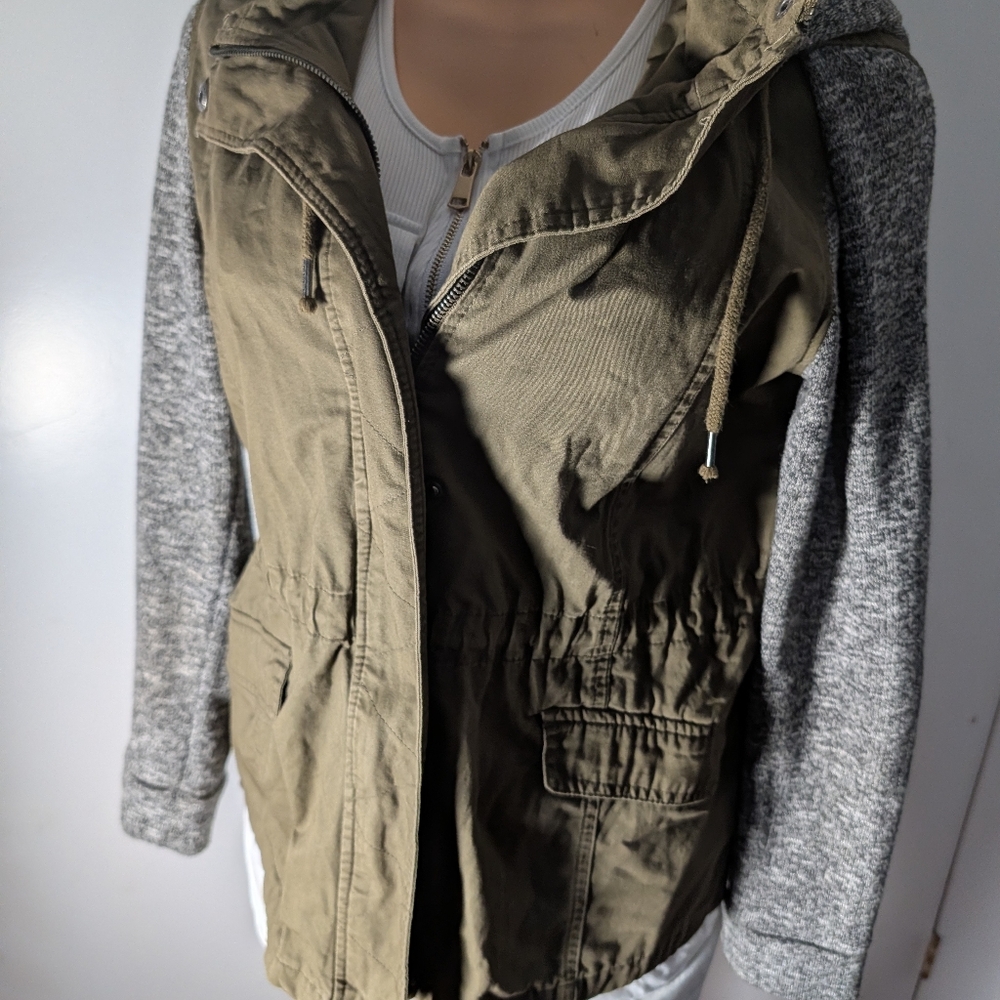 Love Tree Khaki and Heather Gray Utility Jacket Size L